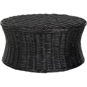 SAFAVIEH Home Collection Ruxton Dark Brown Rattan Round Coffee Table Ottoman(Black)