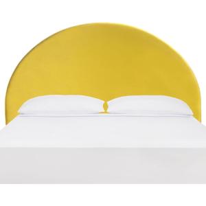 SAFAVIEH Home Collection Sunnira Mustard Velvet Channel Tufted Arched Queen Size Headboard(Mustard Velvet)