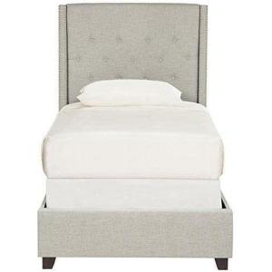 SAFAVIEH Home Collection Winslet Light Grey & Espresso Bed, Full(Light Grey)