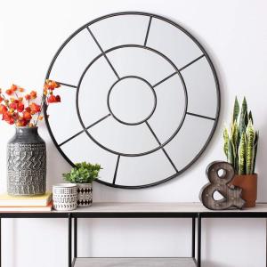 SAFAVIEH Home Jonelle Black Round 36-inch Decorative Accent Mirror(Black)