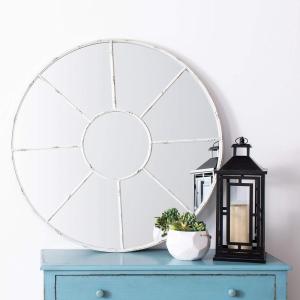 SAFAVIEH Home Jonelle Black Round 36-inch Decorative Accent Mirror(White)