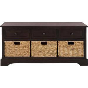 Safavieh American Homes Collection Damien Vintage Grey 3 Drawer Storage Unit(Dark Chocolate)