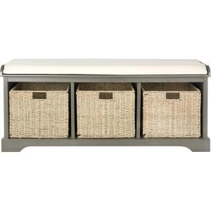 Safavieh American Homes Collection Lonan Grey and White Wicker Storage Bench(Grey)