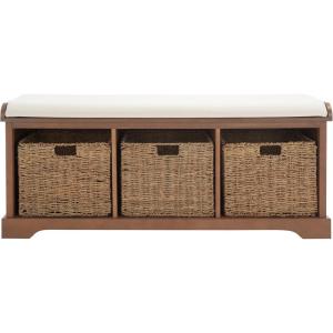 Safavieh American Homes Collection Lonan Grey and White Wicker Storage Bench(Sepia)
