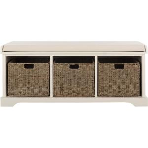 Safavieh American Homes Collection Lonan Grey and White Wicker Storage Bench(White)