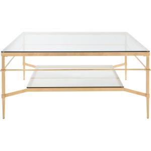 Safavieh American Homes Collection Mieka Gold Leaf Glass Couture Cocktail Table(Gold/Glass)