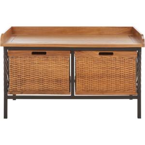 Safavieh American Homes Collection Noah Antiqued Pewter and Oak Storage Bench(Oak)