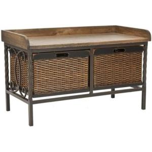 Safavieh American Homes Collection Noah Antiqued Pewter and Oak Storage Bench(Pewter / Oak)