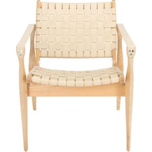 Safavieh Couture Dilan Brown and Black Woven Leather Safari Chair(White)
