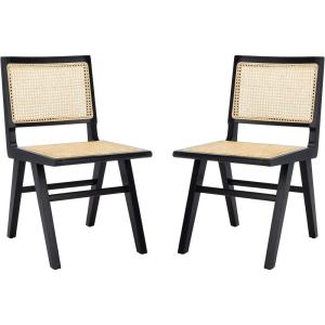Safavieh Couture Hattie 19-inch Black and Natural Rattan Dining Chair (Set of 2)(Black / Natural)