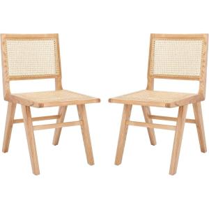 Safavieh Couture Hattie 19-inch Black and Natural Rattan Dining Chair (Set of 2)(Natural)