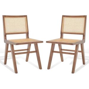 Safavieh Couture Hattie 19-inch Black and Natural Rattan Dining Chair (Set of 2)(Walnut)