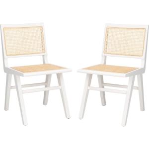 Safavieh Couture Hattie 19-inch Black and Natural Rattan Dining Chair (Set of 2)(White / Natural)