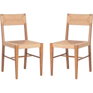Safavieh Couture Home Collection Cody Black/Natural Rattan Living Room Dining Accent Chair (Fully Assembled) -Set of 2 SFV4104A-SET2(Natural)