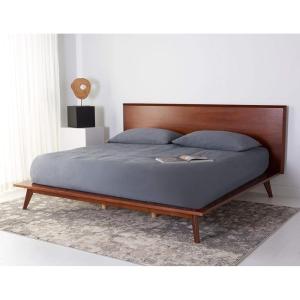 Safavieh Couture Home Collection Moxie Walnut Mid-Century No Box Spring Required King Bed SFV4112A-K-3BX