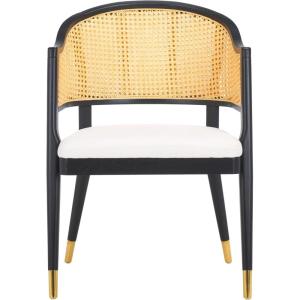 Safavieh Couture Home Collection Rogue Natural Rattan Living Room Dining Accent Chair (Fully Assembled) SFV4106B(Black / Natural)