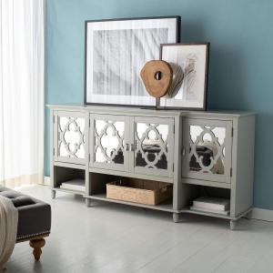 Safavieh Couture Home Juliette Contemporary Grey Mirrored Sideboard(Grey)