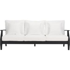 Safavieh Couture Patio Martinique Natural and White Wood Outdoor Sofa, Natural/White(Black)