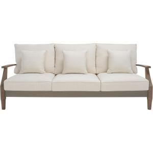 Safavieh Couture Patio Martinique Natural and White Wood Outdoor Sofa, Natural/White(Light Grey/Beige)