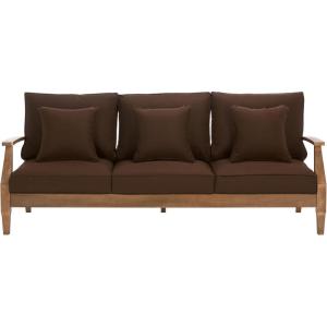 Safavieh Couture Patio Martinique Natural and White Wood Outdoor Sofa, Natural/White(Natural/Dark Brown)