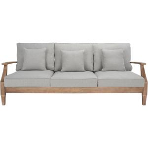 Safavieh Couture Patio Martinique Natural and White Wood Outdoor Sofa, Natural/White(Natural/Grey)