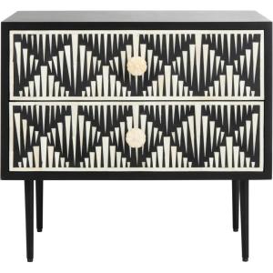 Safavieh Couture Tessie Black Bone Inlay 2-drawer Storage Nightstand