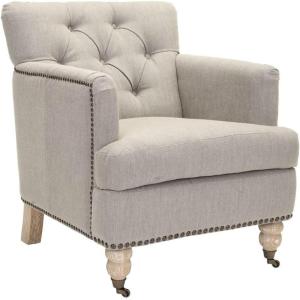Safavieh Home Colin Blush Pink Velvet and White Washed Tufted Club Chair(Stone / Grey)