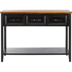 Safavieh Home Collection Aiden Black/Oak 3-Drawer Bottom Shelf Console Table(Black / Oak)