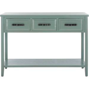 Safavieh Home Collection Aiden Black/Oak 3-Drawer Bottom Shelf Console Table(Blue)