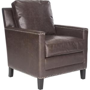 Safavieh Home Collection Buckler Brown with Silver Nailhead Trim Club Chair(Brown)