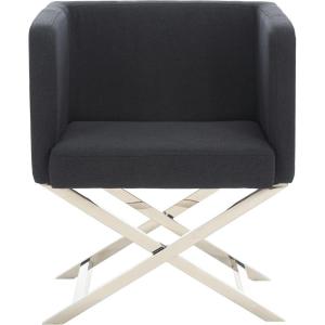 Safavieh Home Collection Celine Navy and Chrome Modern Glam Cross Leg Chair(Black / Chrome)