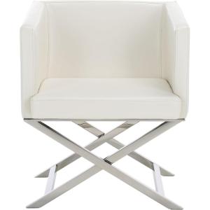 Safavieh Home Collection Celine Navy and Chrome Modern Glam Cross Leg Chair(White / Chrome)