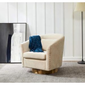 Safavieh Home Collection Clara Quilted Swivel Dusty Rose Tub Accent Chair(Cream / Gold)