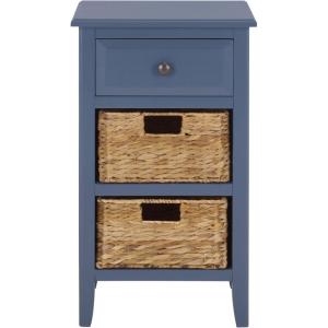 Safavieh Home Collection Everly Drawer White Wash 1-Drawer 2 Removable Baskets Side Table(Blue)