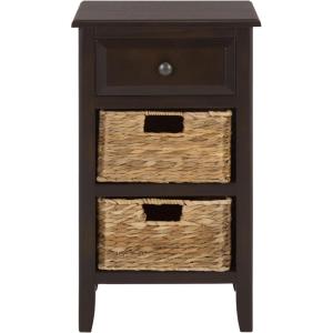 Safavieh Home Collection Everly Drawer White Wash 1-Drawer 2 Removable Baskets Side Table(Dark Chocolate)