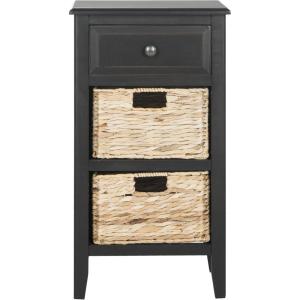 Safavieh Home Collection Everly Drawer White Wash 1-Drawer 2 Removable Baskets Side Table(Distressed Black)
