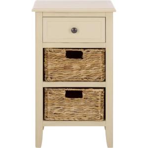 Safavieh Home Collection Everly Drawer White Wash 1-Drawer 2 Removable Baskets Side Table(Sand)