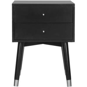 Safavieh Home Collection Lyla Mid Century Retro Silver Cap Nightstand, Walnut/Gold(Black / Silver)