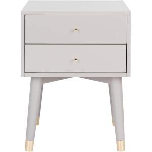 Safavieh Home Collection Lyla Mid Century Retro Silver Cap Nightstand, Walnut/Gold(Grey / Gold)