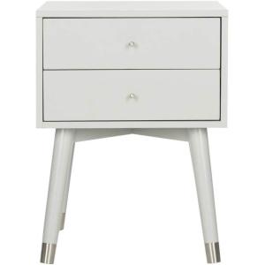 Safavieh Home Collection Lyla Mid Century Retro Silver Cap Nightstand, Walnut/Gold(Grey / Silver)