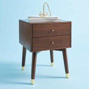 Safavieh Home Collection Lyla Mid Century Retro Silver Cap Nightstand, Walnut/Gold(Walnut / Gold)