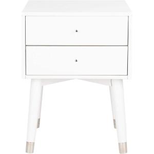 Safavieh Home Collection Lyla Mid Century Retro Silver Cap Nightstand, Walnut/Gold(White / Silver)