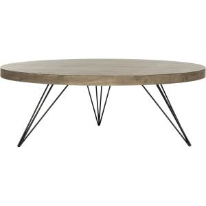 Safavieh Home Collection Mansel Mid-Century Light Oak Hairpin Leg Round Coffee Table