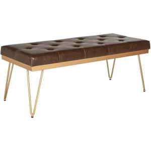 Safavieh Home Collection Marcella Brown & Gold Bench(Brown / Gold)