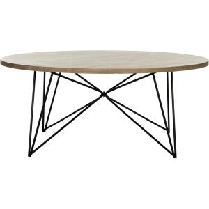 Safavieh Home Collection Maris Modern White Lacquer Round Hairpin Leg Coffee Table(Light Brown)