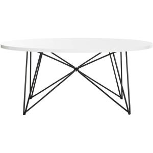 Safavieh Home Collection Maris Modern White Lacquer Round Hairpin Leg Coffee Table(White)