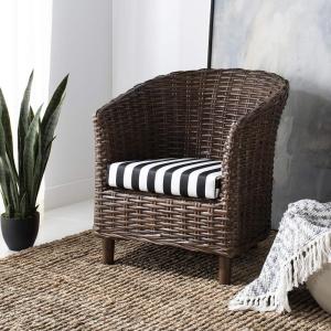 Safavieh Home Collection Omni Honey Barrel Chair(Brown/Black White Cushion)