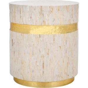 Safavieh Home Collection Perla Mosaic Round Pink Champagne and Gold Side Table