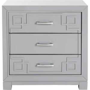 Safavieh Home Collection Raina Grey 3-Drawer Greek Key Nightstand(Grey)