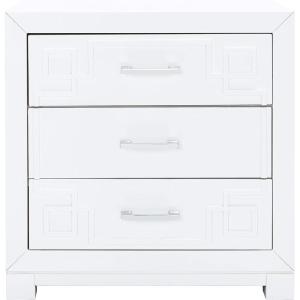 Safavieh Home Collection Raina Grey 3-Drawer Greek Key Nightstand(White / Silver)